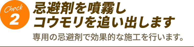 2.忌避剤を噴霧しコウモリを追い出します。