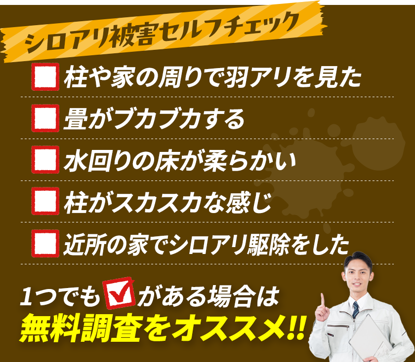 シロアリ被害セルフチェック
